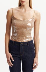 トップス THEREDTHREAD S fur sequins camisole theredthread fur sequins camisole