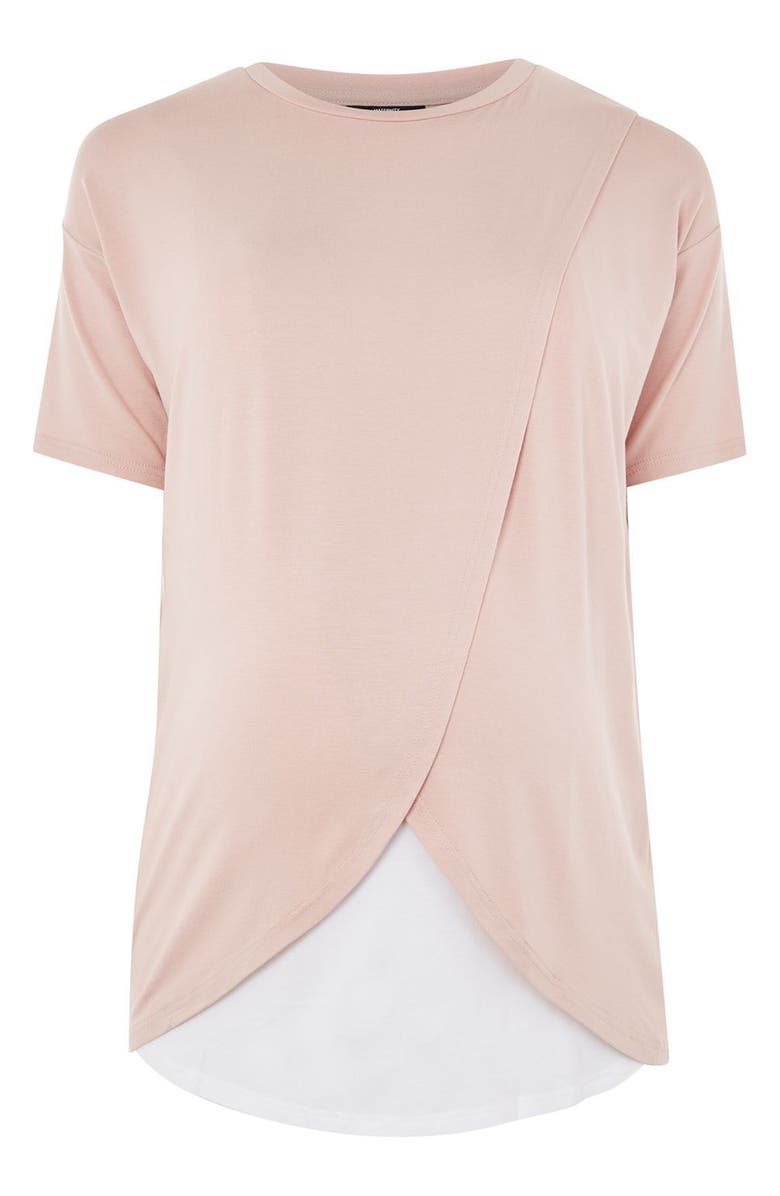 Topshop Short Sleeve Drape Maternity/Nursing Tee, Alternate, color,