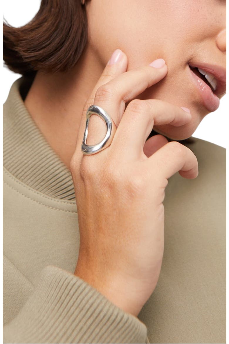 Open Oval Ring, Alternate, color, Silver