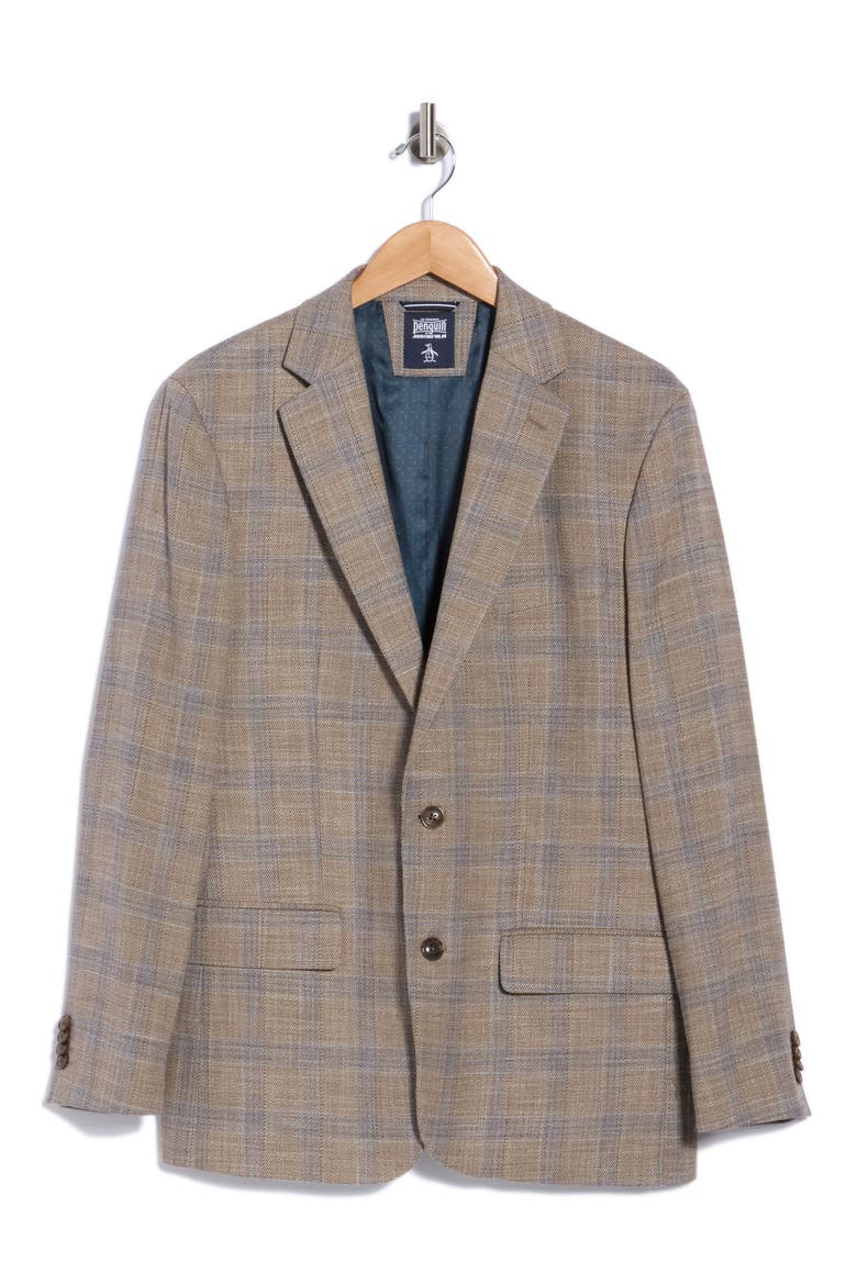 Slim Fit Plaid Sport Coat, Main, color, LIGHT TAN PLAID