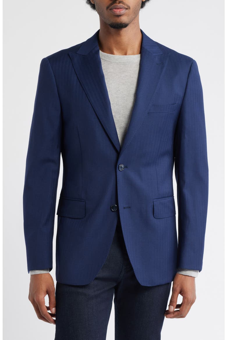 Navy Wool Herringbone Sport Coat, Alternate, color, NAVY