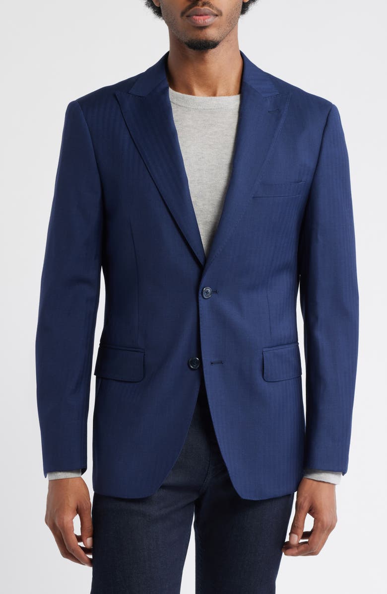 DANIEL HECHTER Navy Wool Herringbone Sport Coat, Alternate, color, Navy