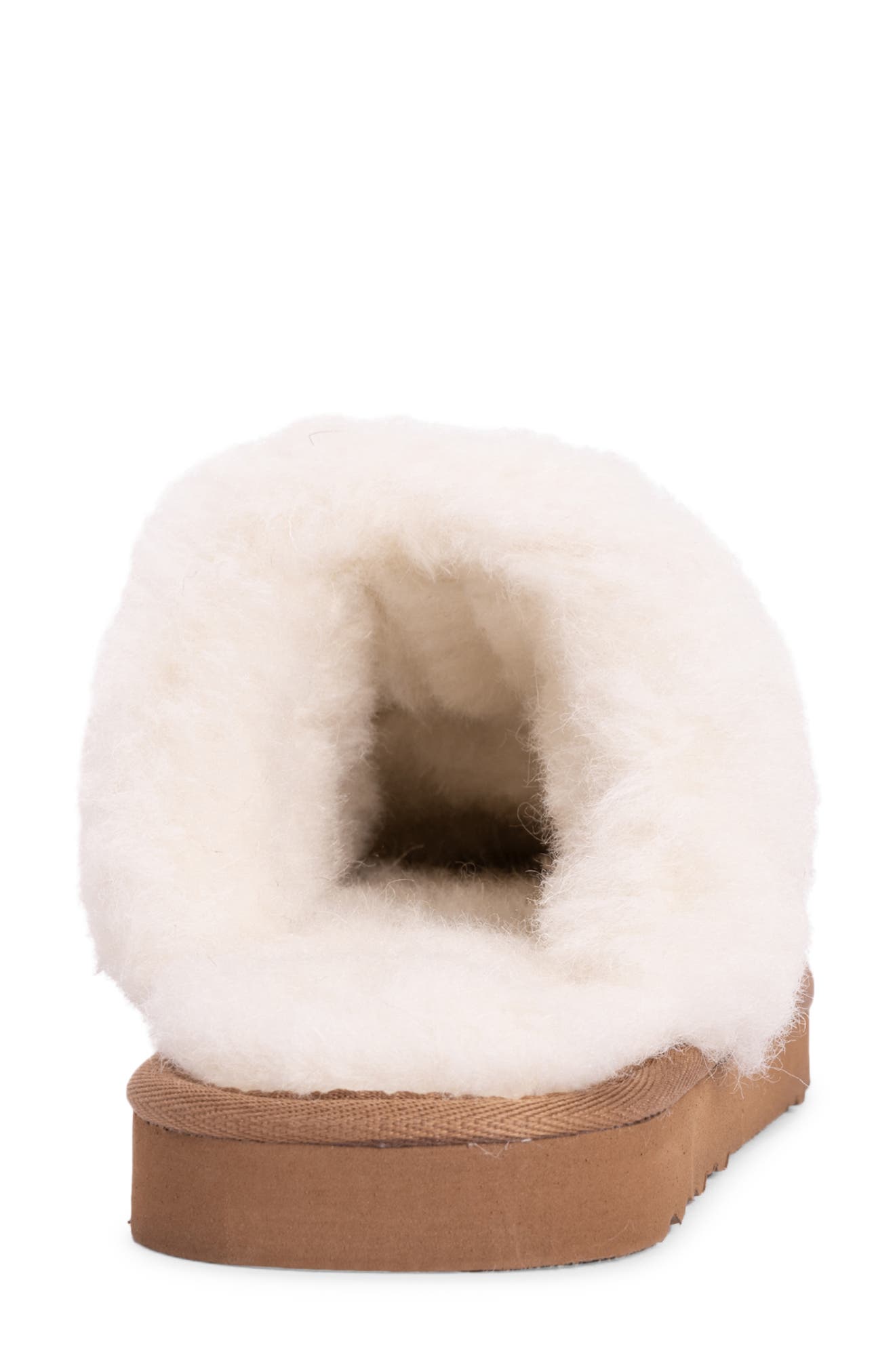 MUK LUKS Dawn Suede Scuff Slipper with Genuine Shearling Trim, Alternate, color, Caramel
