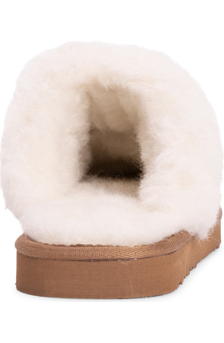 MUK LUKS Dawn Suede Scuff Slipper with Genuine Shearling Trim, Alternate, color, Caramel