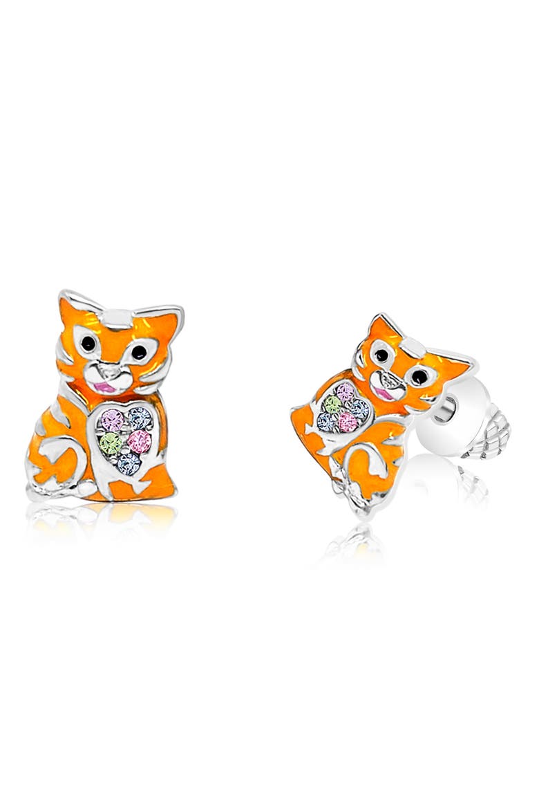 Kids' Tiger Stud Earrings, Main, color, ORANGE/ MULTI