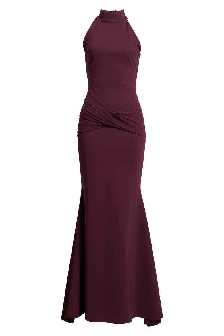 Zesika Halter Neck Jersey Gown, Alternate, color, BAROLO