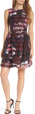 Vince Camuto Shadow Stripe Fit & Flare Dress