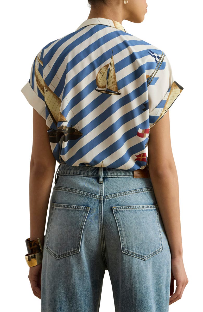 Lauren Ralph Lauren Print Short Sleeve Shirt, Alternate, color, Cream Multi