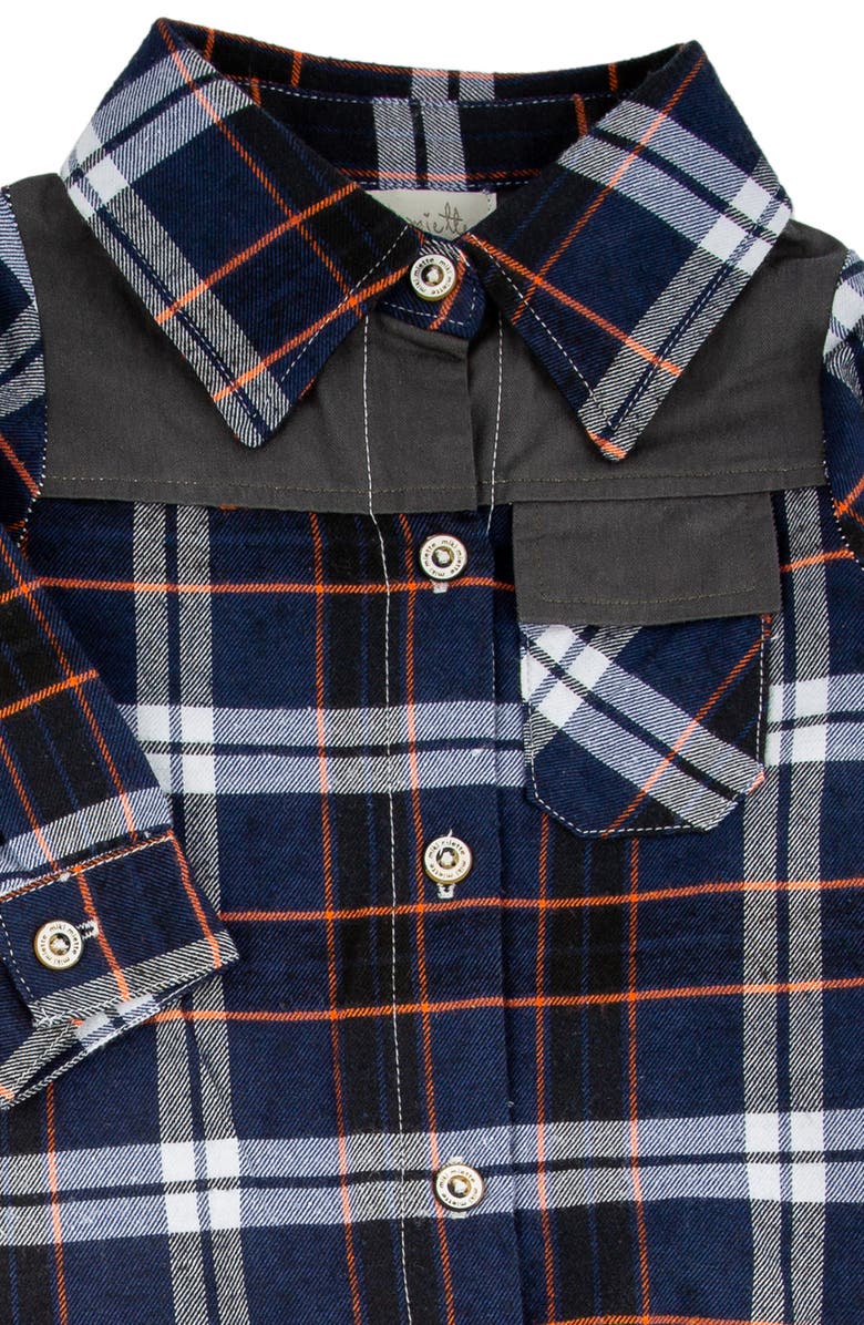 Miki Miette Teddy Plaid Cotton Romper, Alternate, color, 