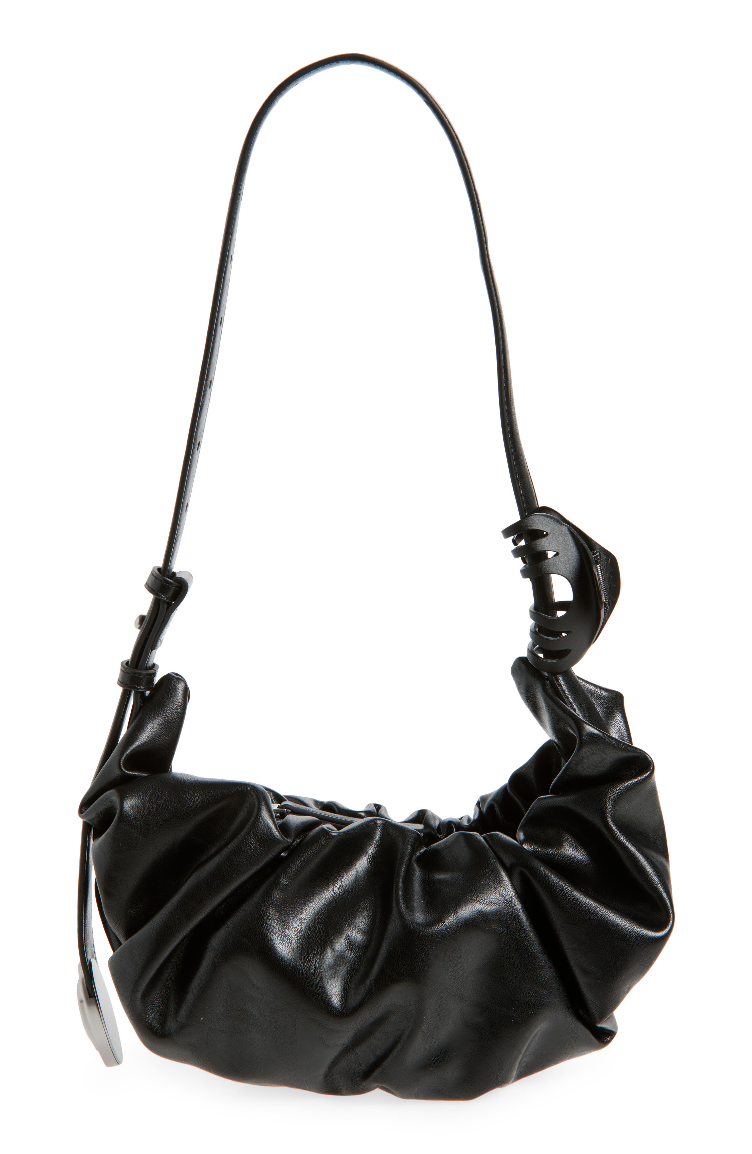 DIESEL<sup>®</sup> Grab-D Faux Leather Hobo, Main, color, Black