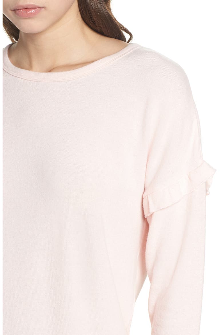 Ruffled Peachy Jersey Crewneck Top, Alternate, color, BLUSH