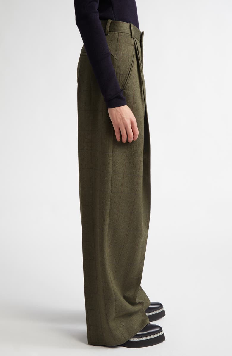 Victoria Beckham Plaid Pleated Wide Leg Trousers, Alternate, color, 
