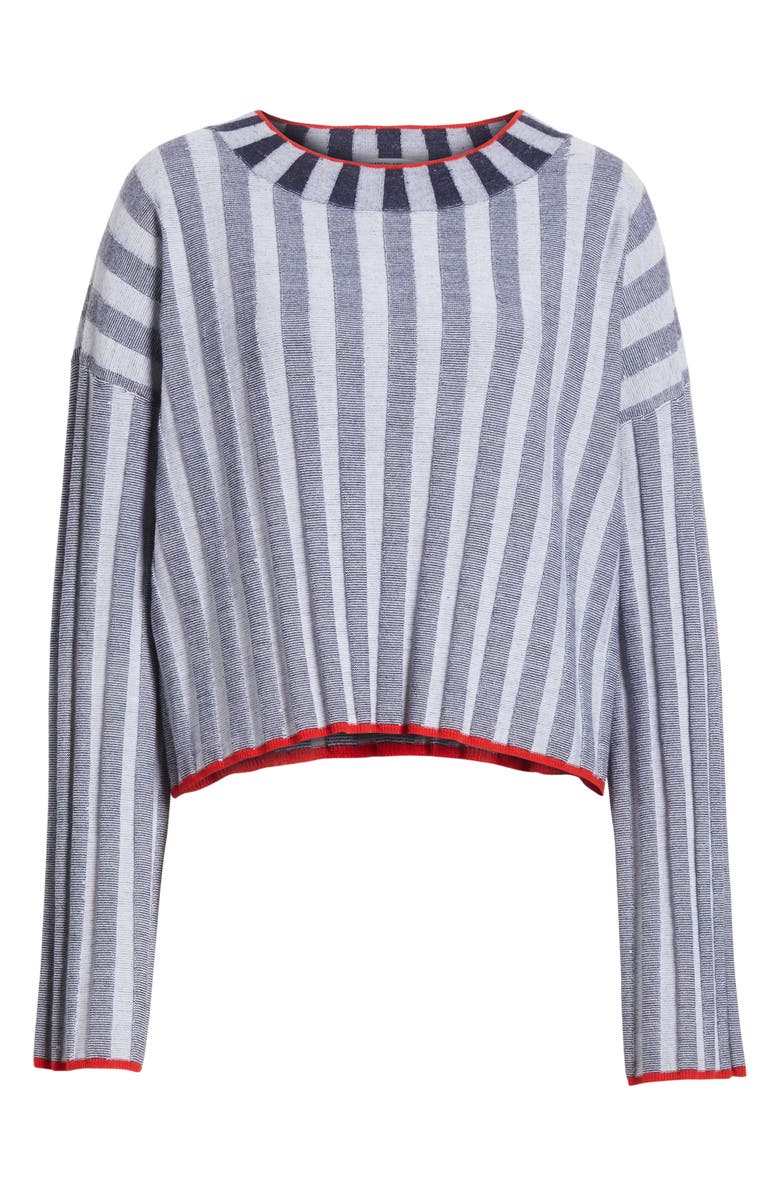 Elizabeth and James Campbell Stripe Merino Wool Blend Sweater, Alternate, color, Navy/ Ivory