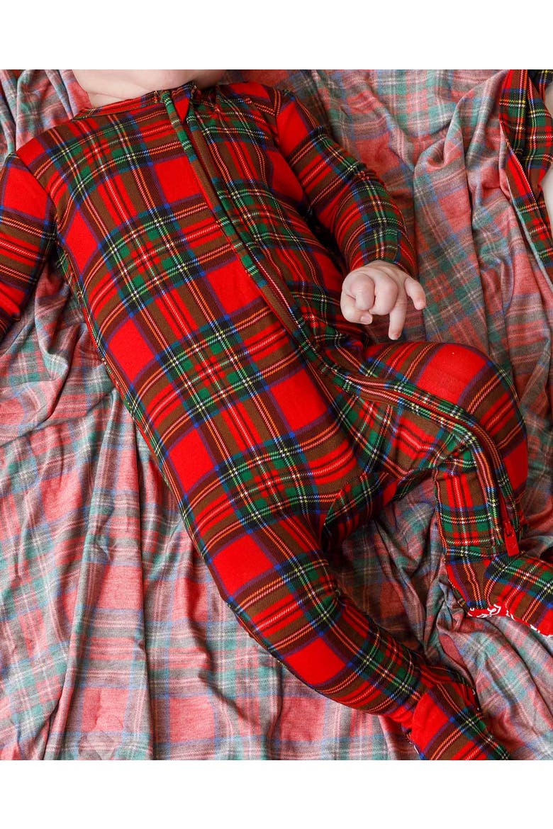 December Boy Zippered Footie, Alternate, color, Red