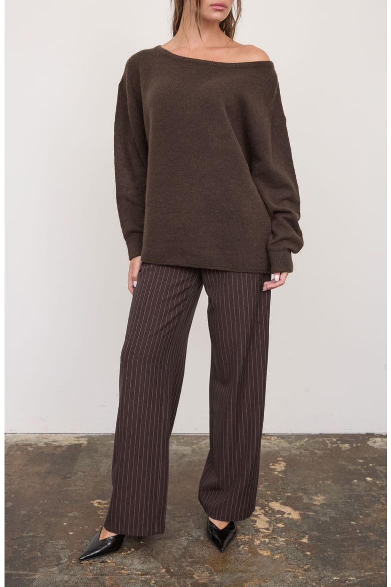Oversized Boat Neck Sweater, Alternate, color, COCOA