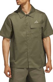 adidas Short Sleeved Woven Buttoned Front Top