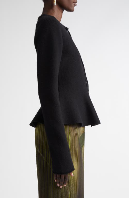 Jason Wu Collection Boiled Wool Peplum Cardigan In Black