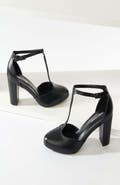 Unique Vintage Leatherette T-Strap Astaire Pumps