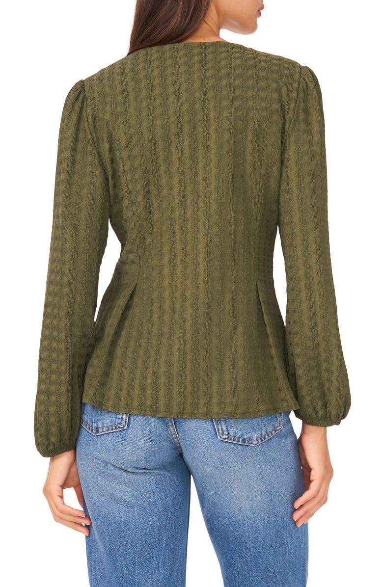 Ted Baker Textured Long Sleeve Top, Alternate, color, Quiet Olive