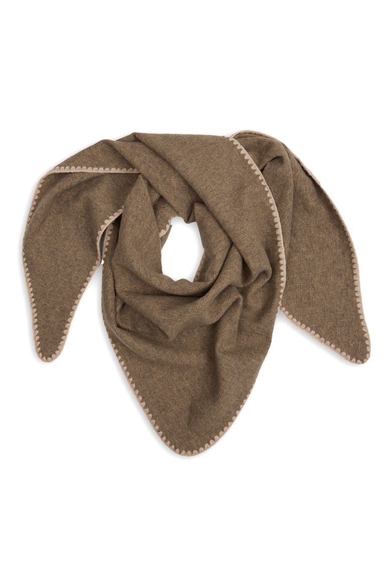 Triangle Knit Trim Shawl, Main, color, TAUPE
