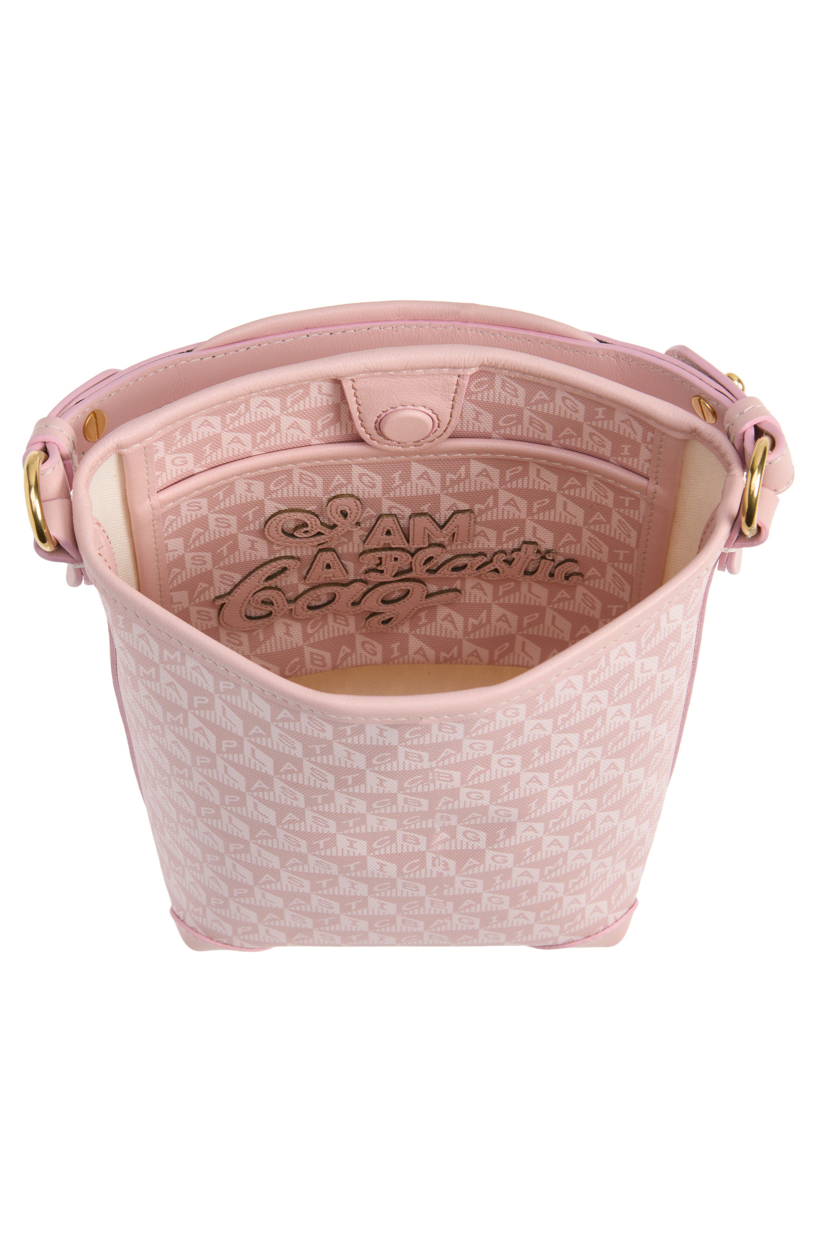 Mini I Am a Plastic Bag Bucket, Alternate, color, SHELL PINK