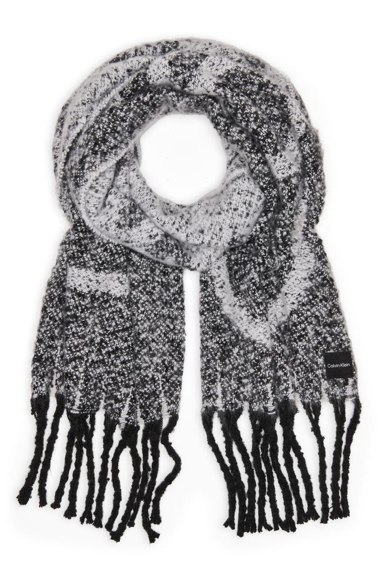 Calvin Klein Logo Tweed Scarf, Alternate, color, Black