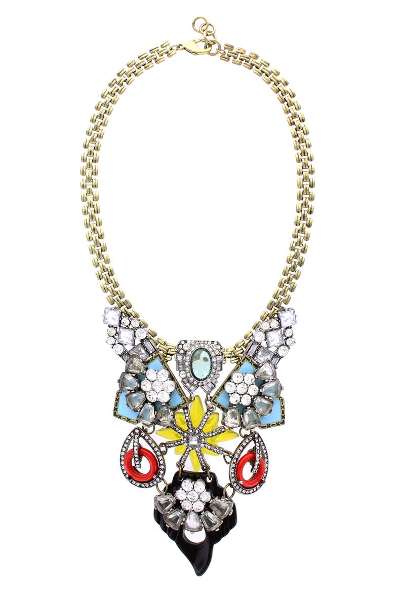 Catalina Cluster Bib Necklace, Alternate, color, BURNISHED GOLD / MULTI