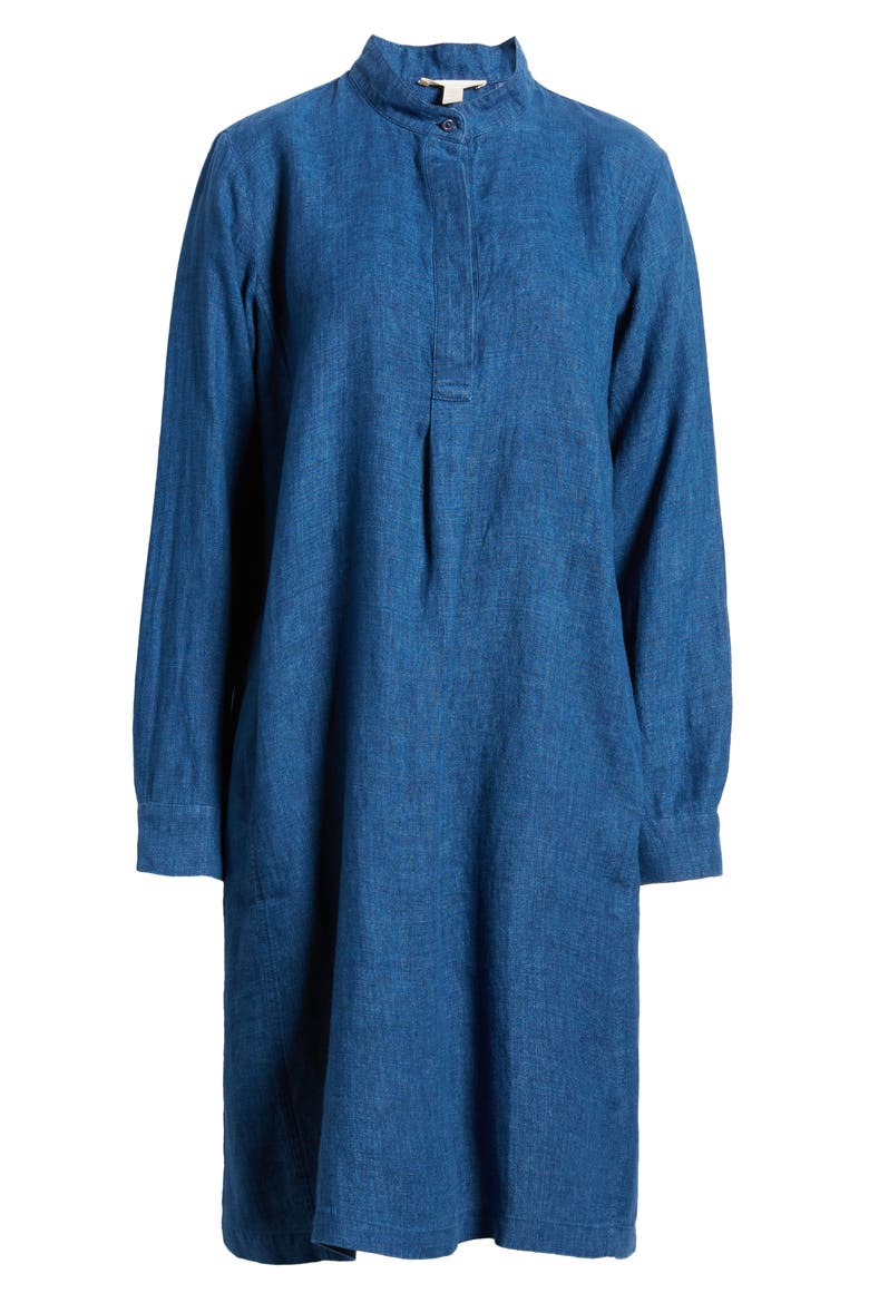 Long Sleeve Organic Linen Shift Dress, Alternate, color, ATLAN
