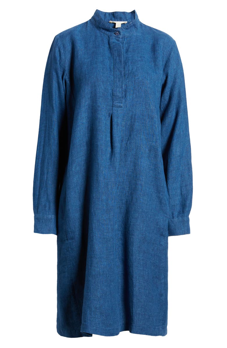 Eileen Fisher Long Sleeve Organic Linen Shift Dress, Alternate, color, 