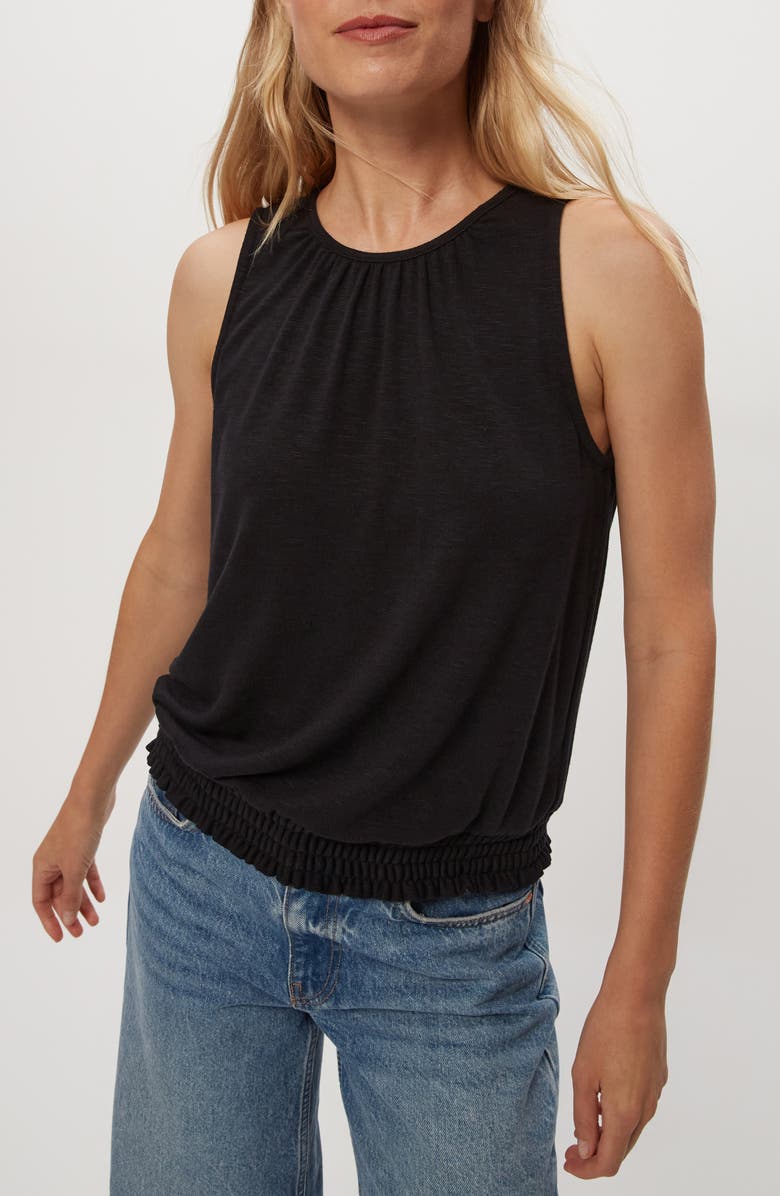 Michael Stars Akira Smocked Hem Tank Top, Alternate, color, Black