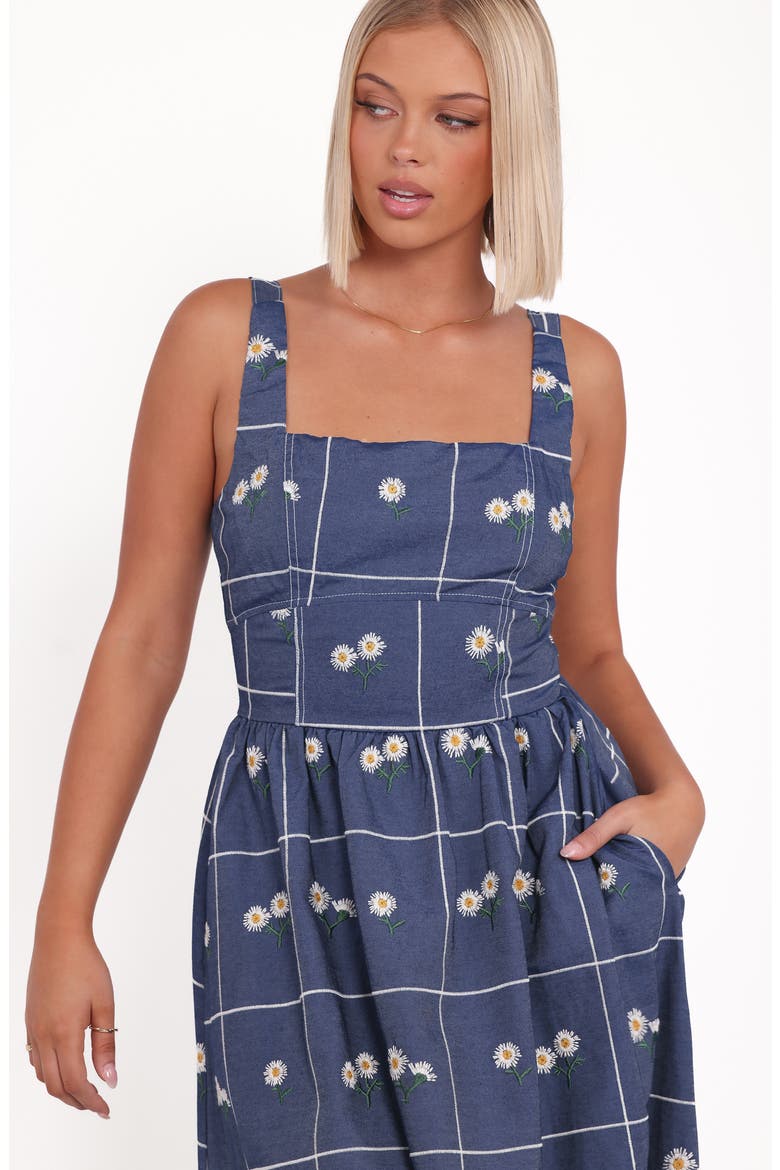 Yolande Embroidered Sleeveless Midi Dress, Alternate, color, BLUE FLORAL