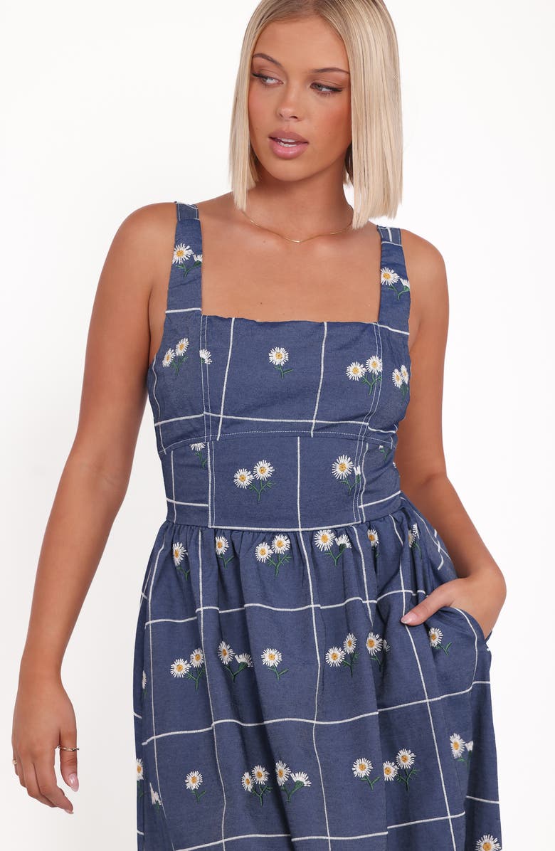 Petal & Pup Yolande Embroidered Sleeveless Midi Dress, Alternate, color, Blue Floral