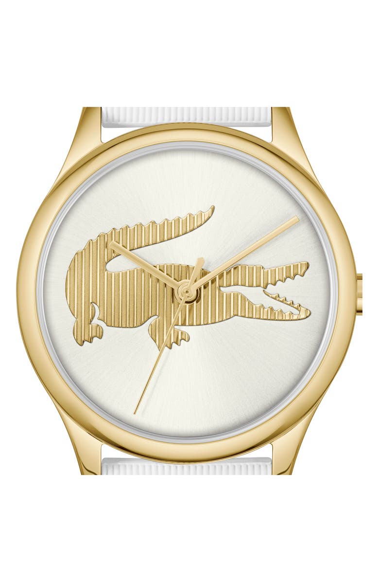 Lacoste Crocodelle Silicone Strap Watch, 30mm, Alternate, color, White