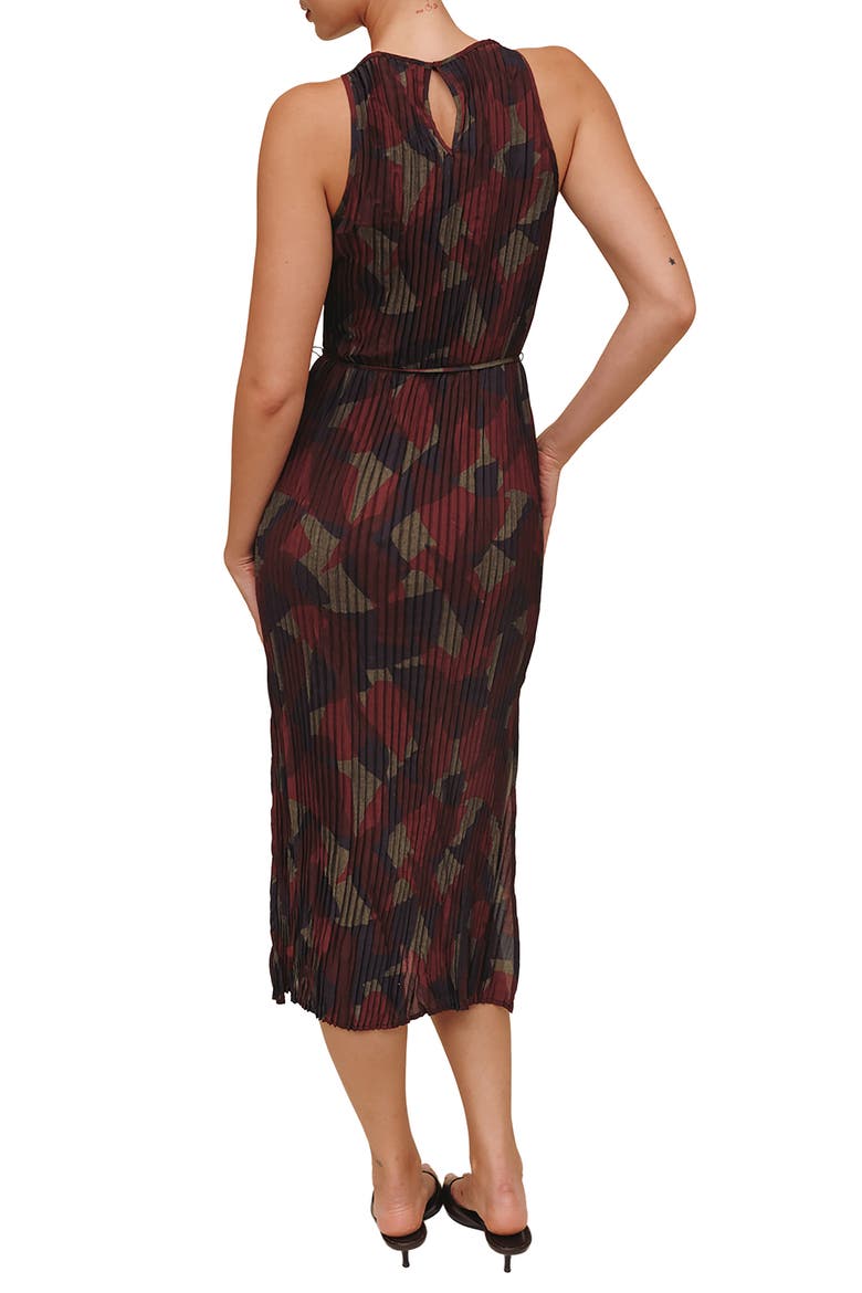 Pleated Halter Midi Dress, Alternate, color, ABSTRACT CAMO PRINT