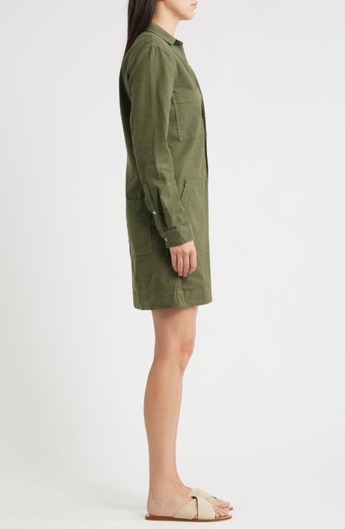 Frank & Eileen Southern Ireland Long Sleeve Cotton & Linen Shirtdress In Green