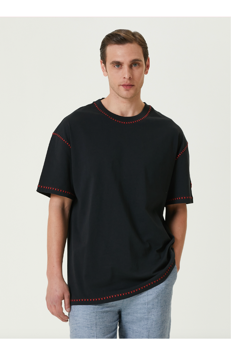 PCFG Pure Cotton Free Heaven Crochet Men T-Shirt, Alternate, color, Black