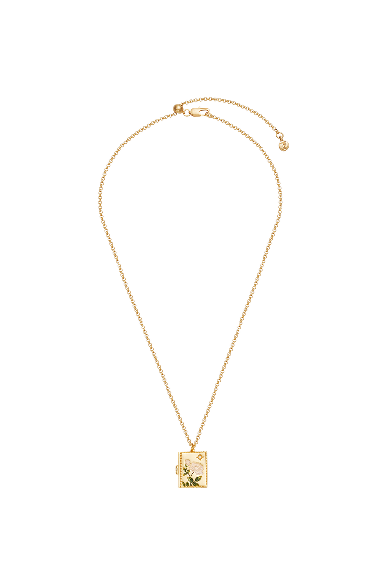 White English Rose Locket Necklace, Alternate, color, Gold