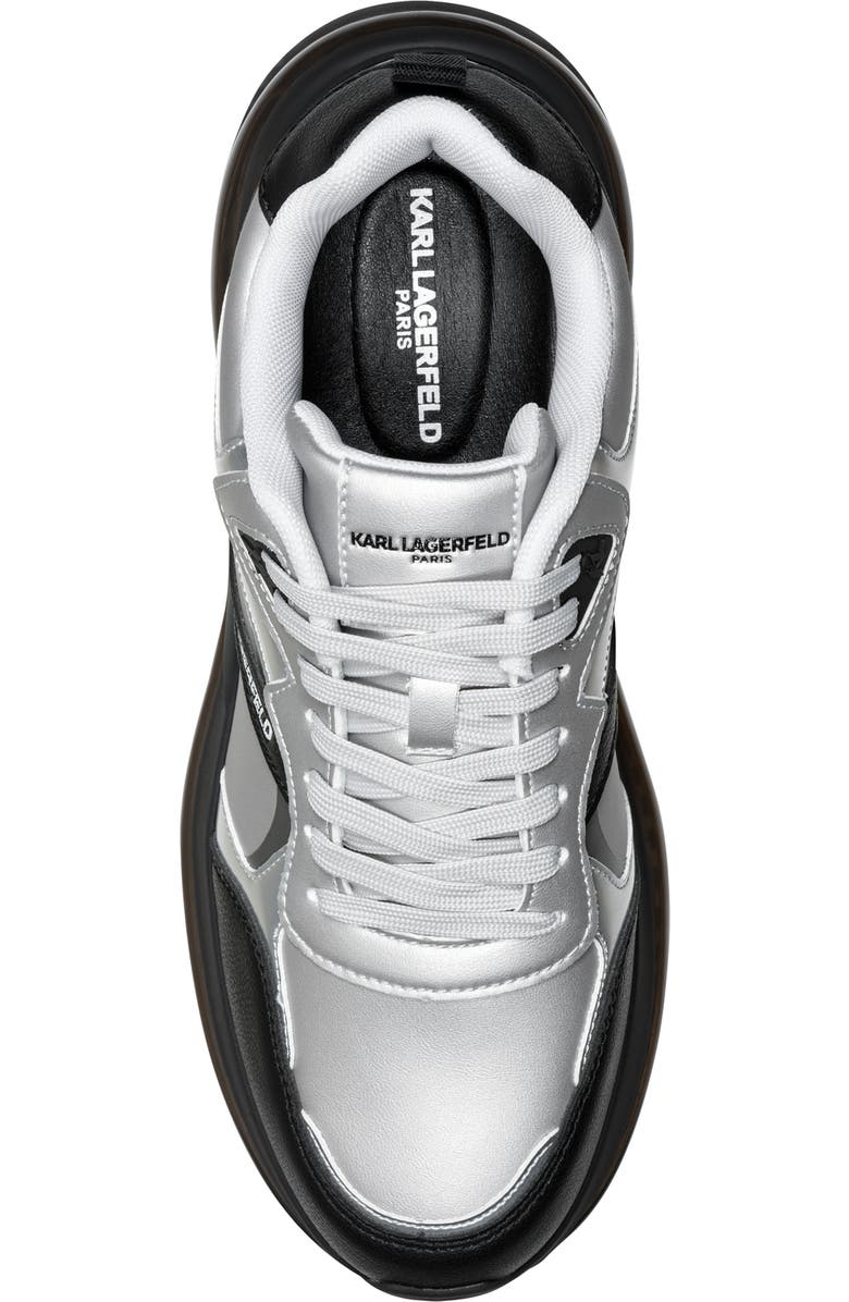 KARL LAGERFELD PARIS Nino Mixed Media Sneaker, Alternate, color, Silver