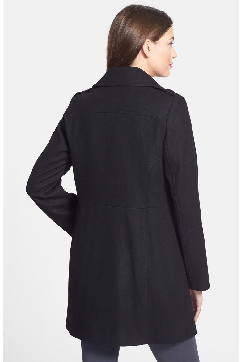 Asymmetrical Wool Blend Coat, Alternate, color, BLACK