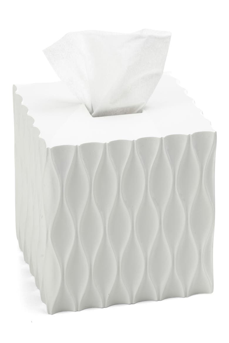 Wave Tissue Box Cover, Main, color, WHITE RESIN