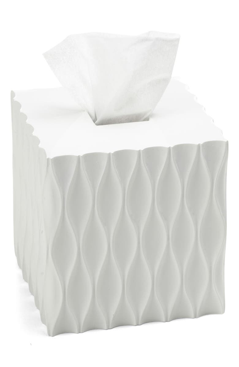 ROSELLI TRADING COMPANY Wave Tissue Box Cover, Main, color, White Resin