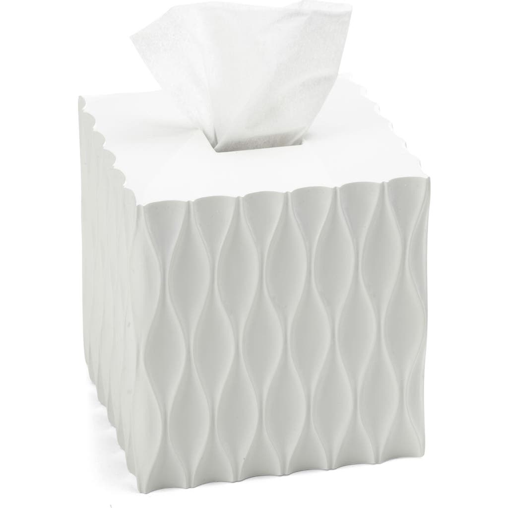 Roselli Trading Company Wave Tissue Box Cover In White Resin