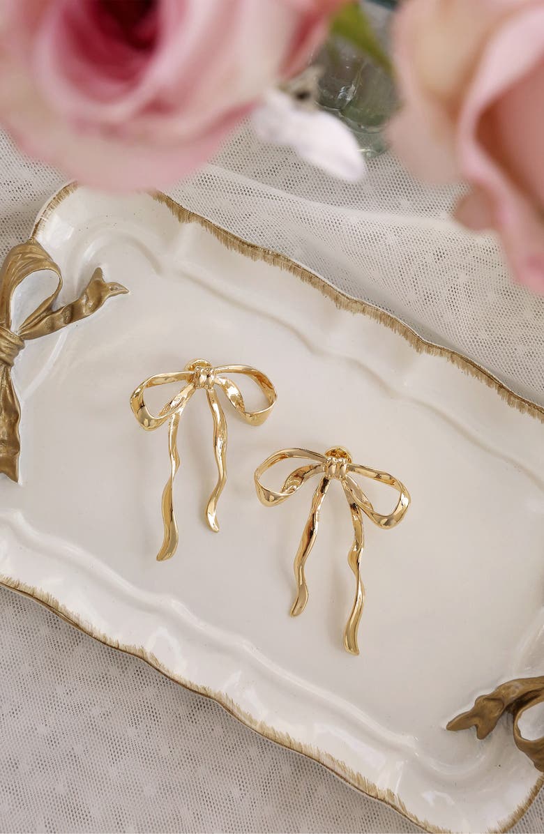 Ettika Organic Bow Earrings, Alternate, color, Gold