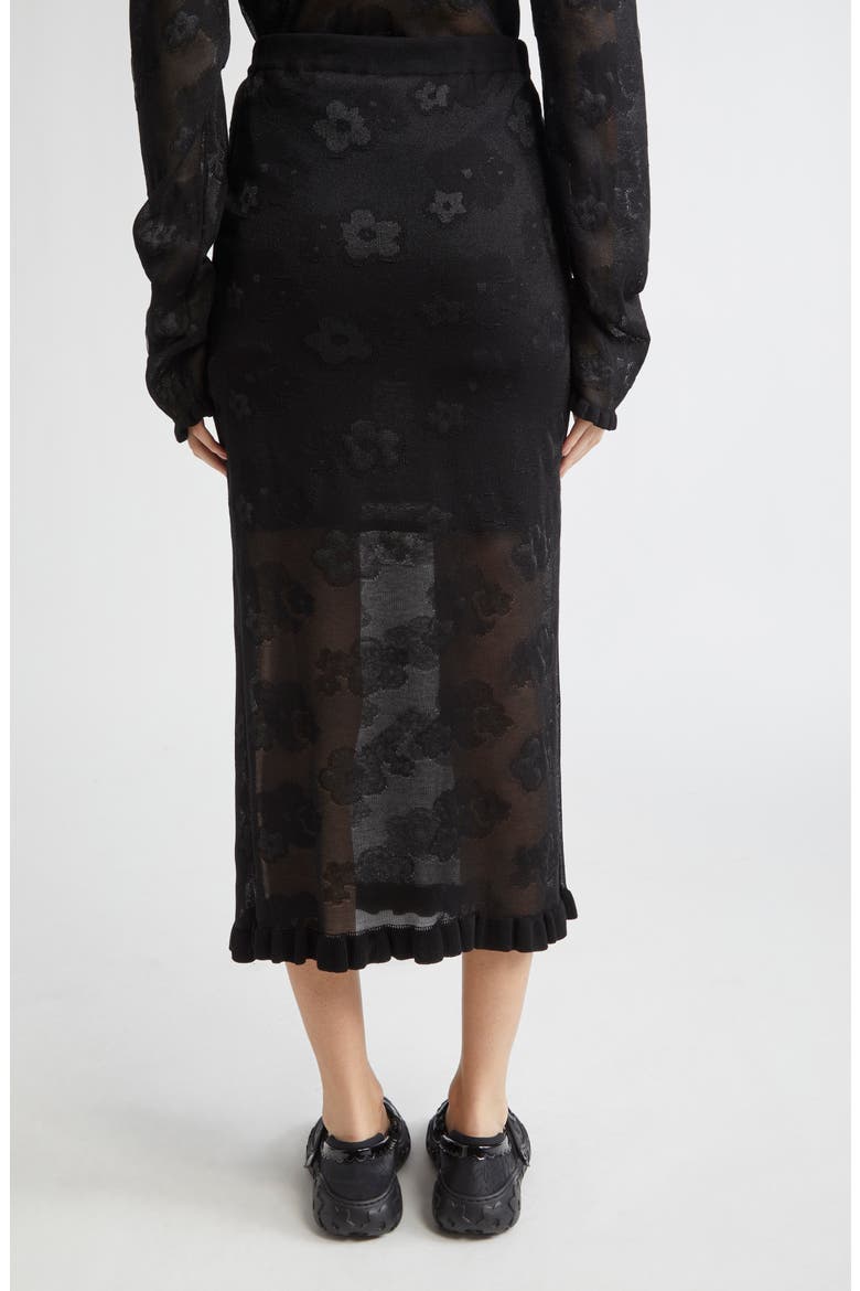 Pegonia Sheer Jacquard Pencil Skirt, Alternate, color, BLACK
