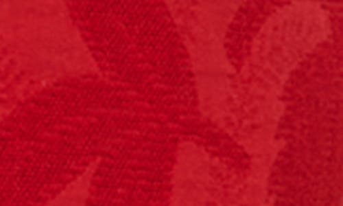 Desigual Floral Jacquard Shawl Collar Blazer In Bright Red