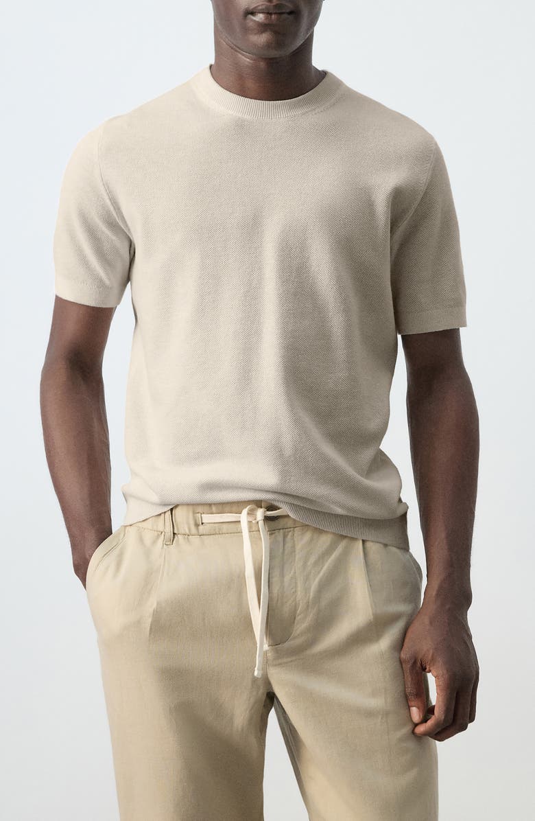 MANGO Fine Knit T-Shirt, Main, color, Beige