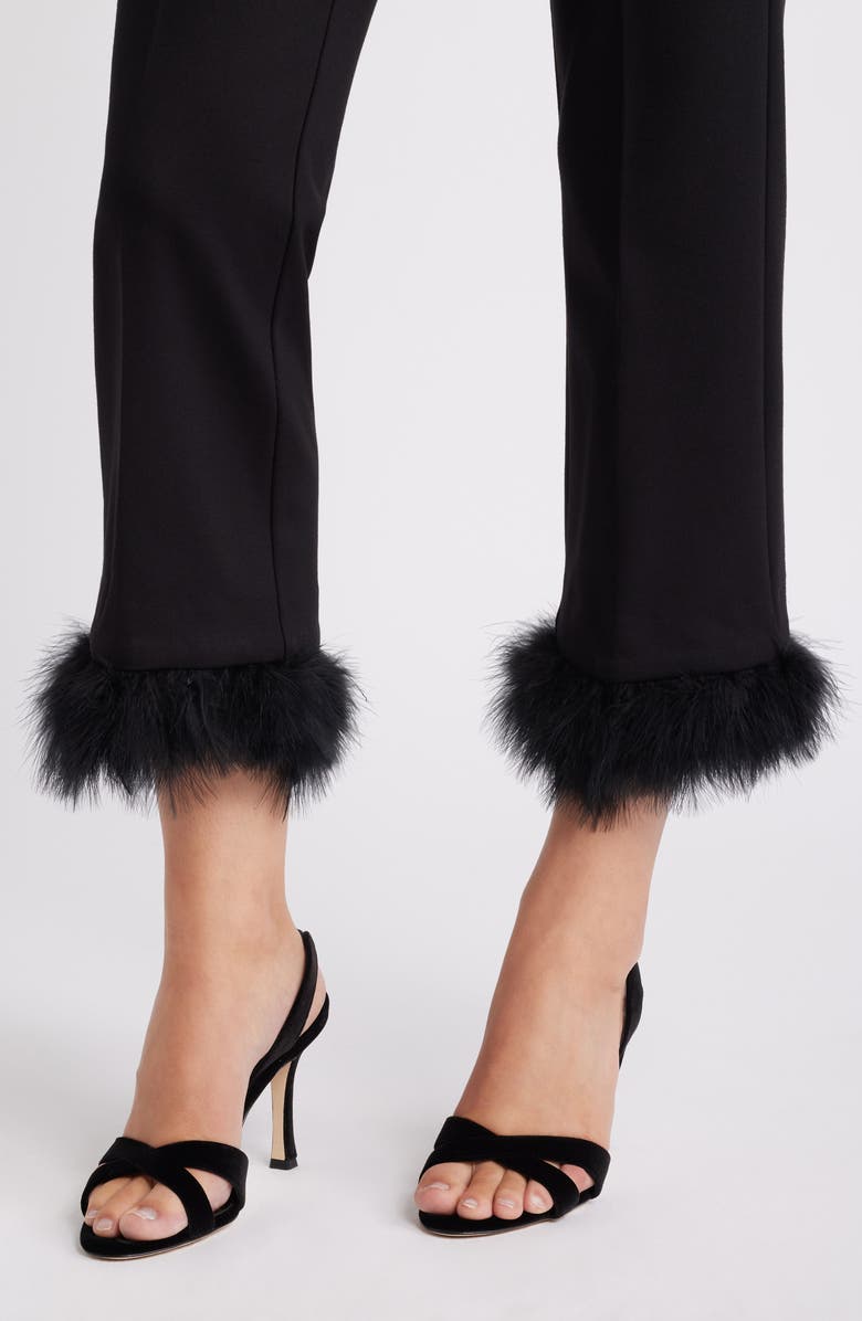 Anne Klein Crop Feather Trim Pull-On Pants, Alternate, color, 