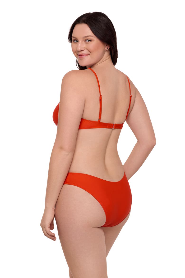Criss Cross Assymetrical Bralette Bikini Set, Alternate, color, Vermillion