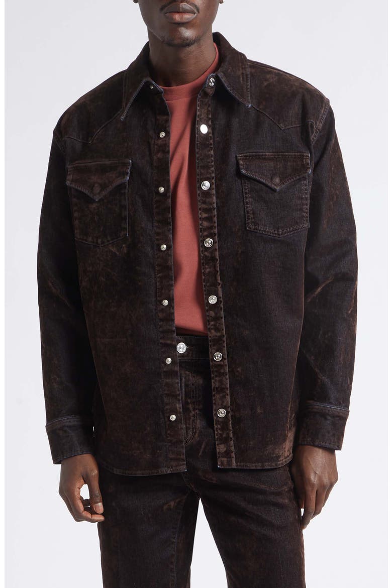 Flocked Denim Shirt Jacket, Main, color, HUSK
