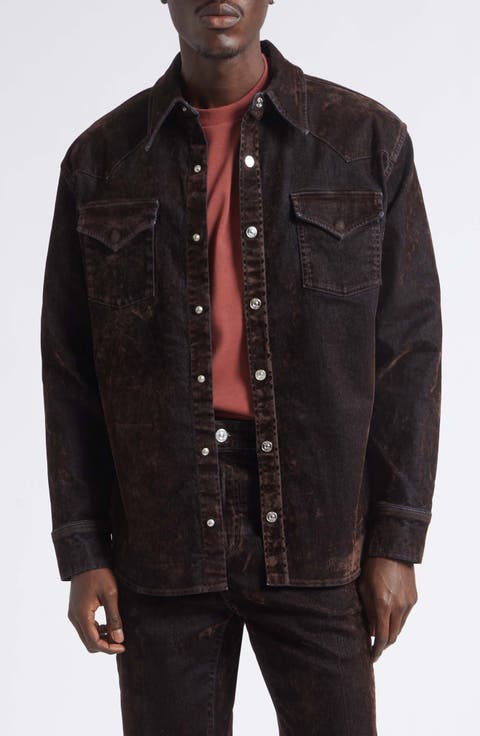 Flocked Denim Shirt Jacket